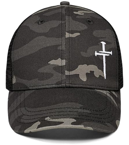 Christian Jesus Cross Hat - Faith Hats for Men Women - Religious Gifts for Thanksgiving Christmas - color: Cross/Camo Grey