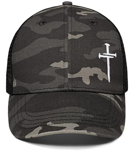 Christian Jesus Cross Hat - Faith Hats for Men Women - Religious Gifts for Thanksgiving Christmas - color: Cross/Camo Grey