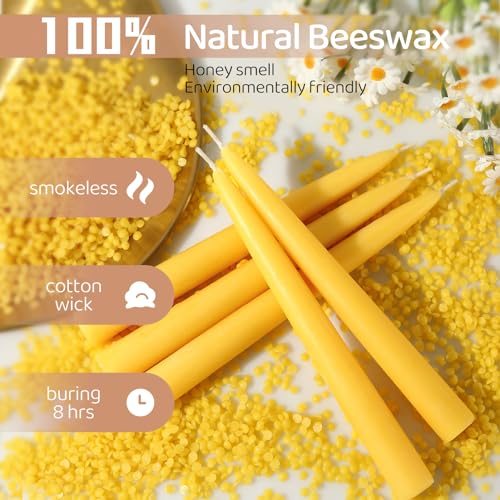 Beeswax Taper Candles,100% Natural Bees Wax Candle Sticks,18 Pack,8 Inch - color: Yellow, size: 8 inch