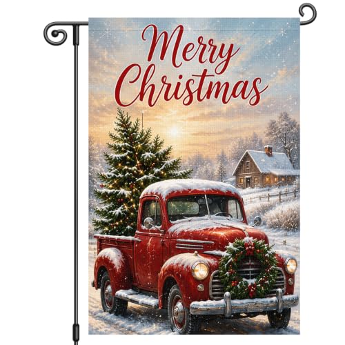Louise Maelys Christmas Truck Garden Yard Flag 12x18 Inch Snow - color: Multi-9