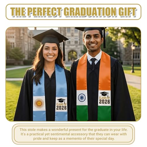 National Flag Graduation Stole Sash - 72" Long Unisex Honors Stole for Students - color: Egypt