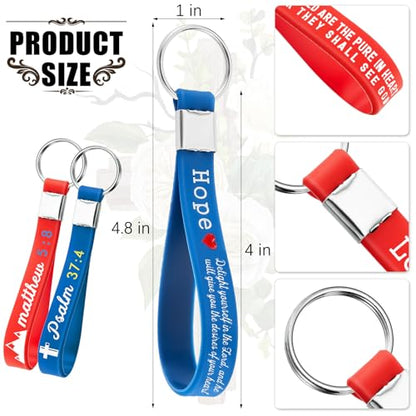 Sureio 24/48/100pcs God Father Christian Gifts Keychains Bulk with Bible Scripture Inspirational Keychains Church Vbs Gift - color: Vibrant Colors