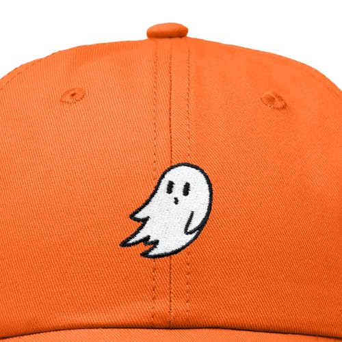 DALIX Ghost Embroidered Mens Womens Cotton Dad Hat Baseball Cap Adjustable - color: Orange