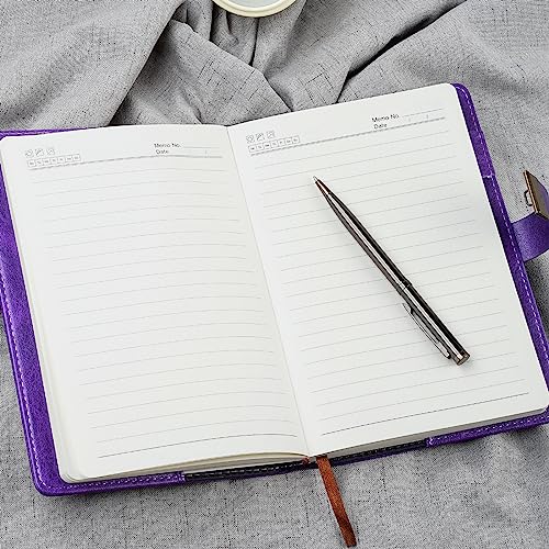 WEMATE Diary with Lock, A5 PU Leather Journal with Lock 240 Pages Purple - color: Purple