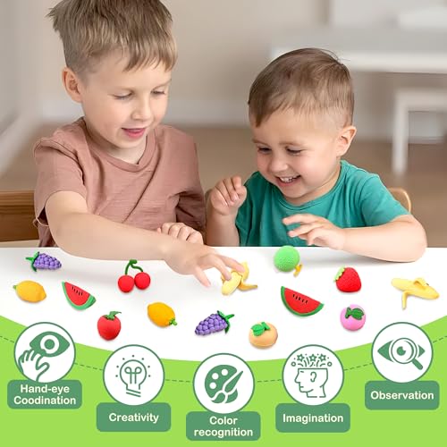 30 pcs Fruit Erasers for Kids Desk Pet Classroom Prizes,3D Take Apart Pencil Erasers Cute Puzzle Erasers for Kids Class Treasure Box,Game Rewards,Party Favors - color: Fruit-30