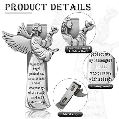 8 Pieces Guardian Angel Religious Sun Visor Clips for Car Protect My Passengers Zinc Medal Bless Travel Safely Visor Clip Present for Women, Men, Mother, Father, Parent, Family, Friend, Driver