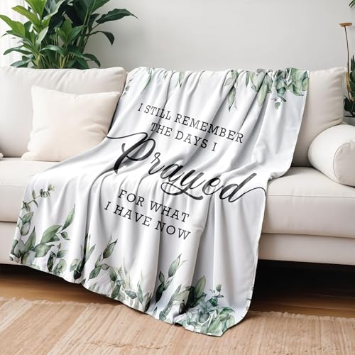Christian Bible Verse Blanket, Christian Gifts for Women Men, I Still Remember the Days I Prayed Religious Scripture Throw Blankets for Bedroom Living Room Couch Sofa, 50x60 Inches - color: Prayed