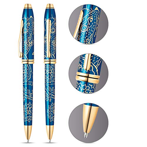 Cross Townsend 2020 Year of the Rat Special Edition Translucent Blue Lacquer w/ 23KT Gold Plated Inlays and Appointments Ballpoint Pen - color: 2020 Year of the Rat - Blue, style: Ballpoint Pen