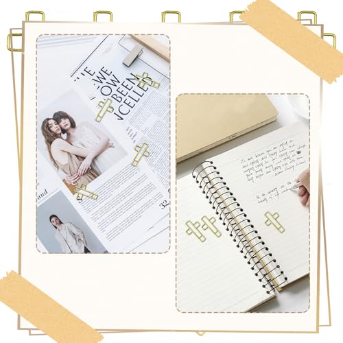 50 PCS Gold Cross Paper Clips Bible Paper Clips - Versatile Bible Study Supplies for Christian Office and Home, Also Great as Journaling Papers Clip and Bookmarks