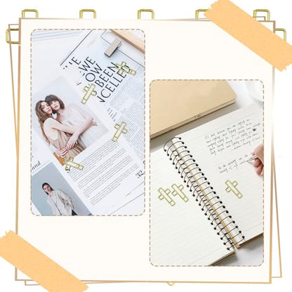 50 PCS Gold Cross Paper Clips Bible Paper Clips - Versatile Bible Study Supplies for Christian Office and Home, Also Great as Journaling Papers Clip and Bookmarks