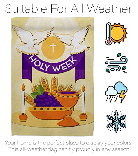 Holy Week Garden Flag Religious Faith Hope Grace Peace Dove Christian Religion Easter House Decoration Banner Small Yard Gift Double-Sided, Made in USA