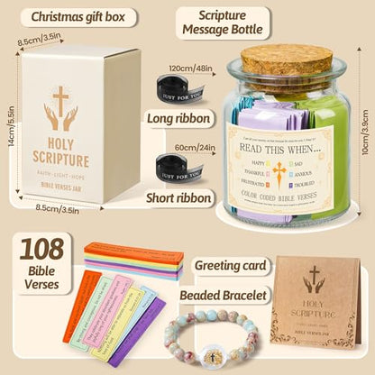 Bible Verse Jar with NFC Bracelet, 108 Scripture Notes, Christian Gift - color: Morandi colors