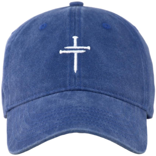 Christian Jesus Cross Vintage Hat Men Women Faith Baseball Hat Ideal Gift for Birthday Christmas Father's Mother's Day - color: Royalblue