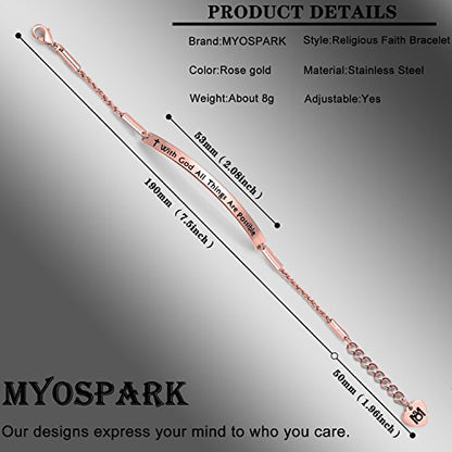 MYOSPARK Religious Jewelry Matthew 19:26 "with God All Things are Possible Cuff Bracelet - color: Rose gold