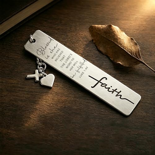 Christian Faith Bookmark, Inspirational Devotional Gift with Luke 1:45 Blessed is She Who Believed Scripture, Spiritual Accessory for Christian Women & Church Group Members, Faith16