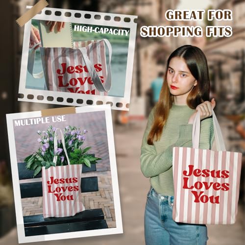 Jesus Christian Tote Bag for Women, Christian Bible Gifts, Religious Reusable Shopping Grocery Bags - color: Christian Bible Verse Tote