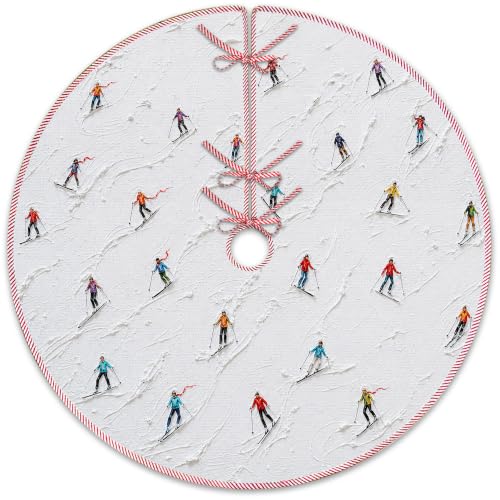 Winter Ski Christmas Tree Skirt, Skiing Gifts Xmas Tree Skirt 526XW-TS - color: Skiing-2