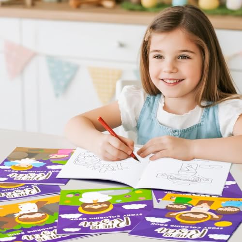Bulk He is Risen Coloring Books,24Pcs Easter Story Drawing Booklet for Kids - style: Easter