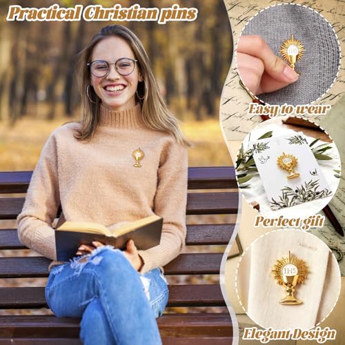 Yinkin 24 Pcs Catholic Pins Gold First Communion Lapel Pins - style: Ihs