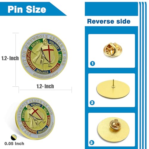 6/12/50/100PacK Put On The Whole Armor Of God Pins Bulk 1.2Inch-Ephesians 6 13-17