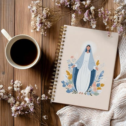 Christian Notebook Journal - Virgin Mary Christian Gifts for Women, Inspirational Bible Journal Notebooks for Note Taking, Bible Study, Prayer & Church Notes, A5 Spiral Notebook (Virgin Mary-Beige) - color: Virgin Mary-Beige