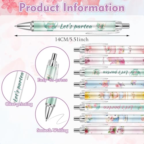 48 Pcs Tea Party Favors Tea Notebook with Floral Ballpoint Pens - style: Tea