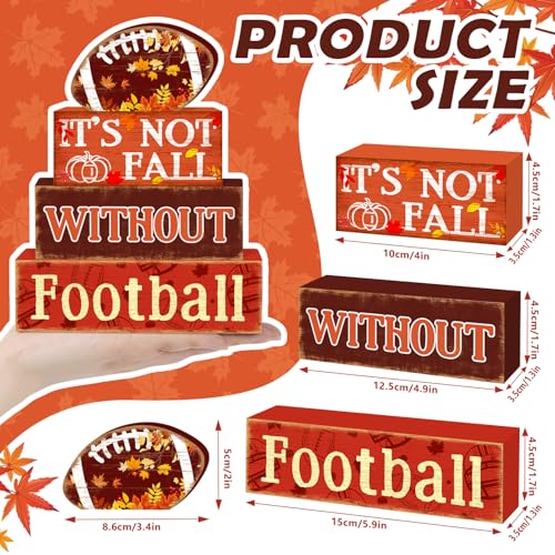 Britimes Fall Football Tiered Tray Decor Set, 4 Pack, Wooden Table Sign - style: Fall Football