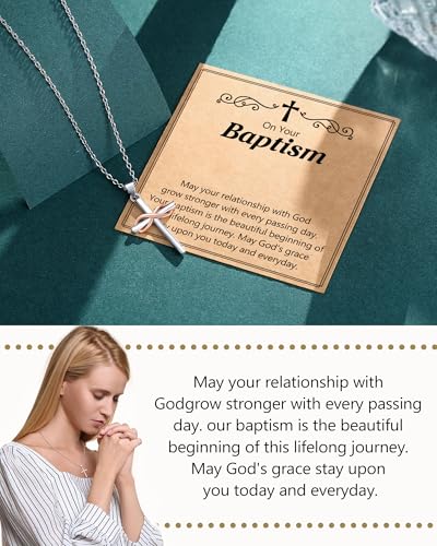 UPROMI Faith, Love & Blessings – Baptism & Confirmation Gifts Infinity Cross Necklace for Women & Girls, Christian Jewelry - style: Baptism
