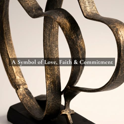 Wedding Anniversary Couples Gift - Iron Sculpture Bundle - Any Anniversary - color: Gold