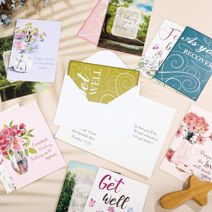 Motiskyy 36 Pcs Christian Get Well Cards with Scripture, Printing Floral - style: Printing Floral