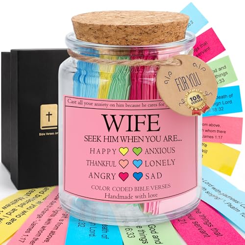 Mothers Day Birthday Gifts for Wife from Husband, To My Wife Christian Gift for Women Her, Romantic Birthday Wedding Anniversary Xmas Gifts for Lover, Bible Verse Prayer Hope Jars, Scripture Presents - style: Wife