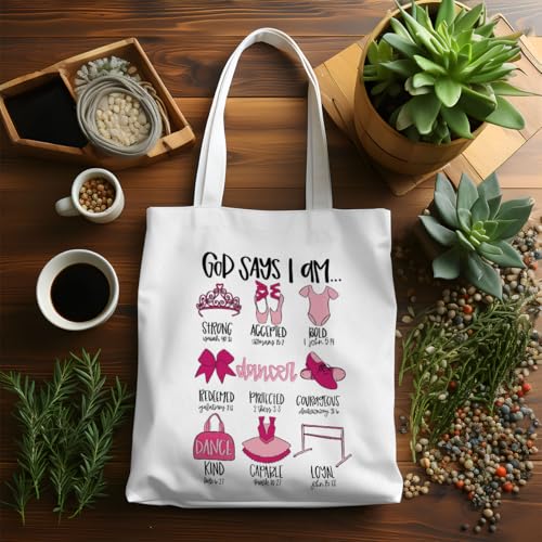 VICBOU Bible Verse Canvas Tote Bag, Inspirational Religious Christian Gifts for Women Men Canvas Tote Reusable Grocery Bags - color: Godsays09