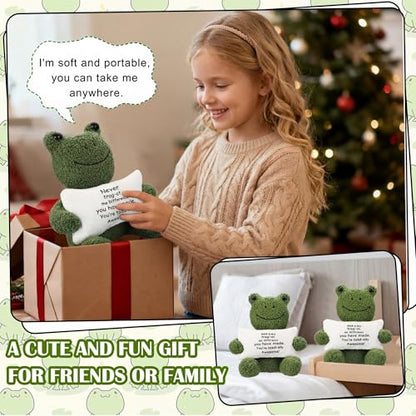 Hollowfly 10 Inch Emotional Frog Stuff Active Support Gifts, Thank You Gifts for Teacher Nurse Coworker Women Men Kids, Cute Plush Frog Holding Pillow Gift Graduation Teacher's Day Retirement Farewell - size: 9.84 Inch, style: Frog