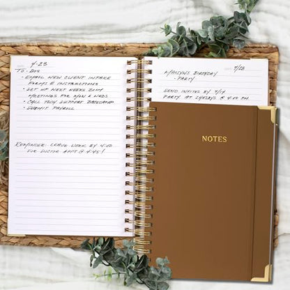 Aesthetic Thick Spiral Notebook Journal For Women in B5 - Linen Hardcover - color: Camel, size: B5