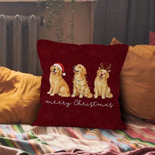 Christmas Golden Retriever Throw Pillow Covers 18x18 Home Decor - color: Golden Retriever