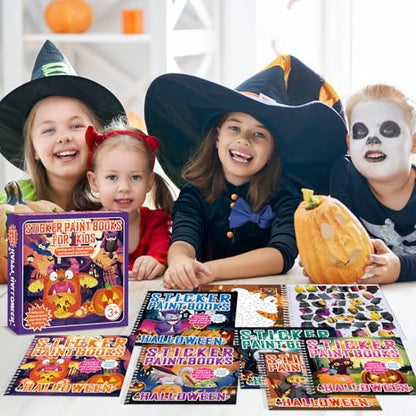 6 PCS Halloween Paint by Sticker Books for Kids Ages 4-8 Sticker by Number Books Activity Book for Kid Ages 3-5 Sticker Puzzle Book Craft Art Toddler Girl Gift with Pumpkin Ghost Monster 48 Pictures - style: Halloween