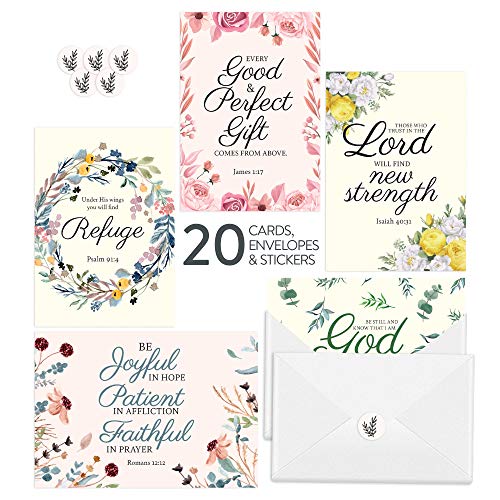 DIVERSEBEE Inspirational Christian Greeting Cards of Encouragement (Floral) - color: Floral