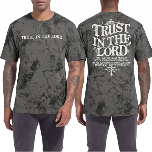 Mens Christian Graphic TShirt Jesus Faith Bible Verse Inspirational Tee - color: Tie-dye - Gray, size: Small