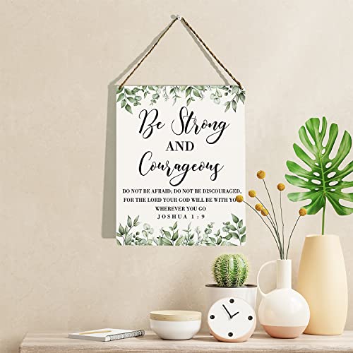KongMoTree Bible Verse Wall Decor Wooden Hanging Sign, Christian Wall Decor, Be Strong And Courageous Do Not Be Afraid Joshua 1:9, Scripture Wall Art Decor for Farmhouse Home Office, 8 x 10 Inches - color: Joshua 1:9