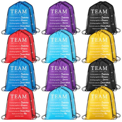 Bulyoou 24 Pcs Team Appreciation Drawstring Backpack Employee Appreciation Gift Drawstring Bags Large String Bag for Staff Coworker Teacher Team Building - style: Team Appreciation