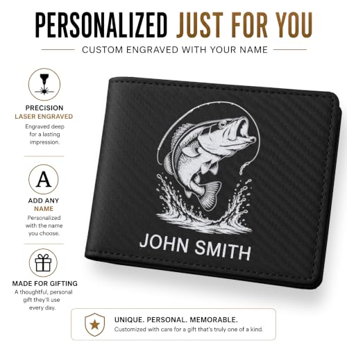 LaserGram Personalized Wallet, Christian Cross (Carbon Fiber Black/Silver) - color: Carbon Fiber Black with Silver