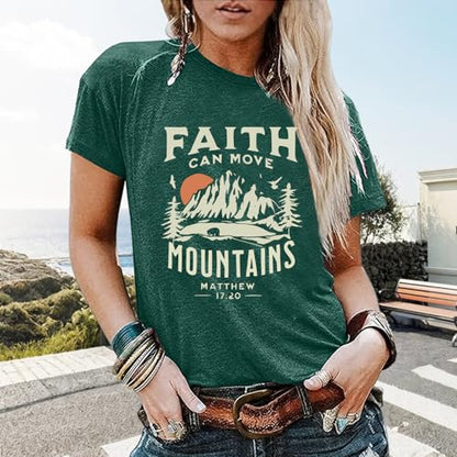 BLACKOO Women Graphic T-Shirts Cute Tees Summer Causal Tops - color: Heather Forest, size: Small