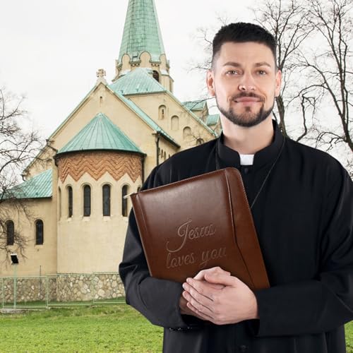 4 Pcs Christian Gifts for Men Pastors Appreciation Leather Bible Portfolio Scripture Notebook Bookmark Pen Religious Present Pastor Kit Supplies Accessories, 'Jesus loves you' Church Notes Journal - style: Jesus loves you