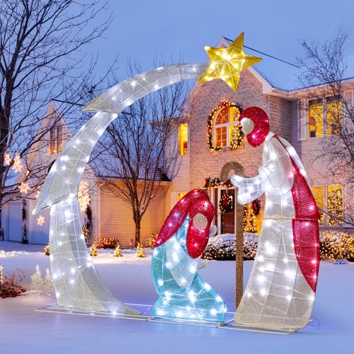 VINGLI 4FT Lighted Nativity Scene for Outdoor Christmas Decoration - size: 4ft