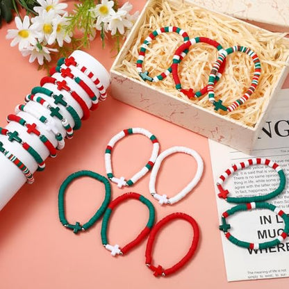 Landical 30/50/100/200 Cross Bracelets Bulk Jesus Women - color: Xmas Color