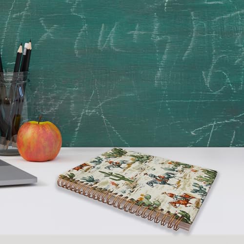 VNWEK Western Cactus Horse Cowboy Spiral Notebook Journal 5.5x8.3 Inch, Western Gifts for Women Men Journal, Rustic Southwestern Succulent Plant Lined Hardcover Spiral Notebook - color: Western Cactus Horse