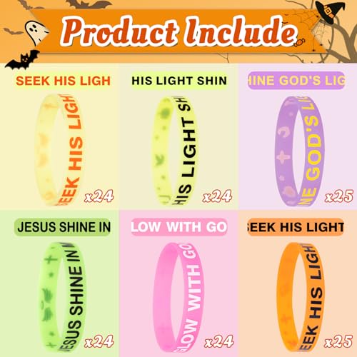 Moon Boat 144pcs Christian Halloween Party Favors – Bulk Glow in the Dark Silicone Bracelets with Jesus, Gifts for Kids, Classroom Prizes, Treat Bags, Goodie Bag Stuffers