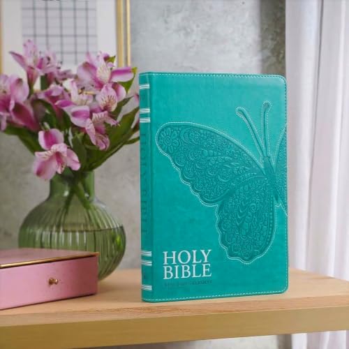 KJV Holy Bible, Gift Edition for Girls/Teens King James Version, Faux Leather Flexible Cover, Teal Butterfly (KJV Gift Editions)