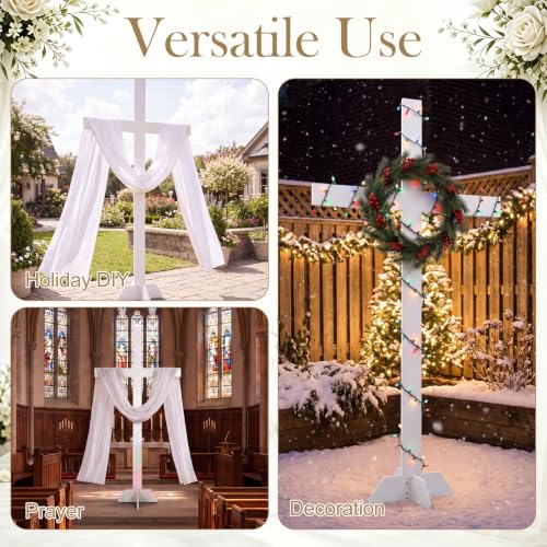 Yousoontic 98'' White Extra Large Wood Cross Standing Cross Decoration Jesus Christ Catholic He Is Risen Outdoor Standing Crucifix for Wedding Church Home Christmas Party Decor