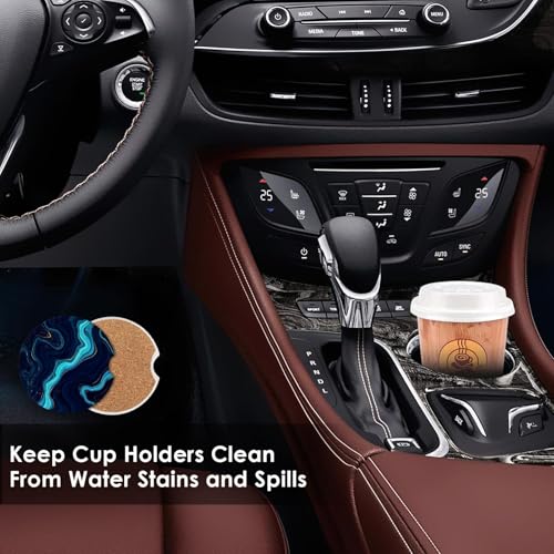 Britimes Car Coasters for Drinks, 2 Pack Ceramic Stone 2.56" Blue Black - color: Navy Blue 1